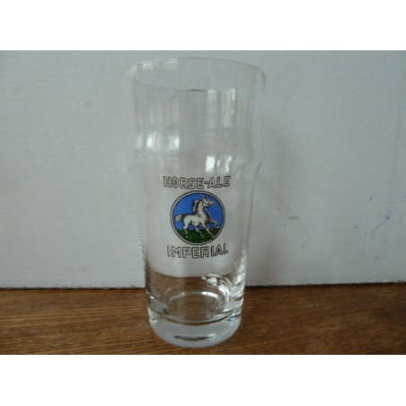 1 VERRE EMAILLE  HORSE-ALE 33CL HT 14CM