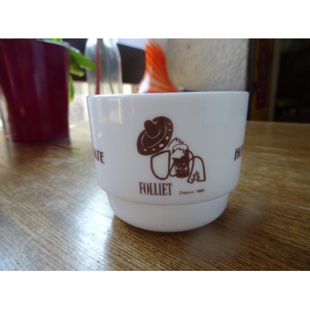 1 TASSE CHOCOLAT FOLLIET  EN ARCOPAL 20CL HT 7CM