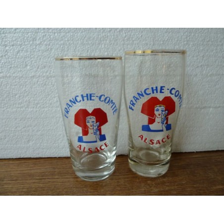 2 VERRES  FRANCHE -COMTE  ALSACE  25CL HT 13.90CMET 13.40CM