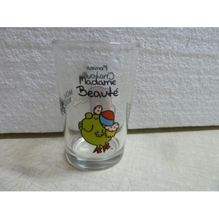 1 VERRE MADAME BEAUTE , MONSIEUR  CHATOUILLE HT 10CM