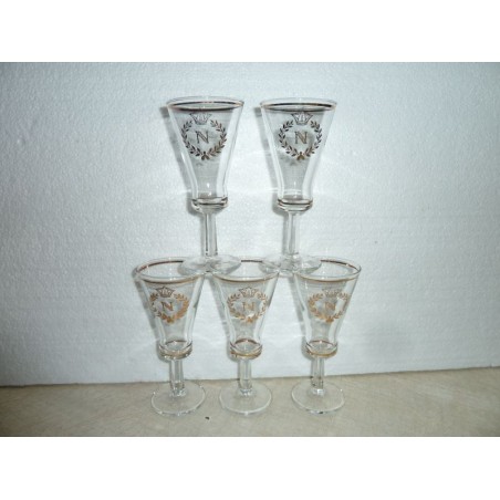 5 VERRES COGNAC  NAPOLEON 7CL HT 13CM